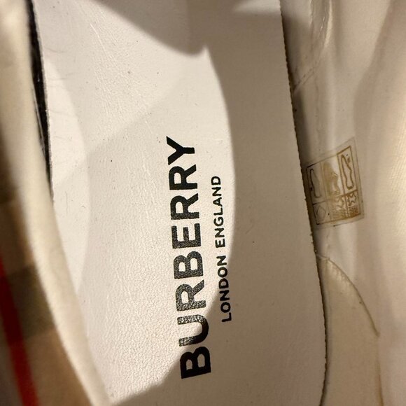 Burberry Men's Plaid Tan Tartan Logo Checkered Trainers Sneakers - Picture 3 of 8